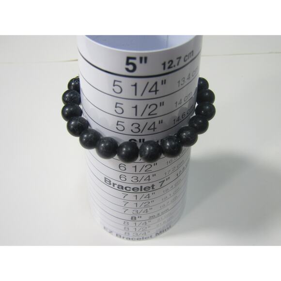 Black Onyx Goth Gold Tone Lyon Bead Stretch Bracelet 5 3/4" Boho Whimsigoth - Picture 4 of 4